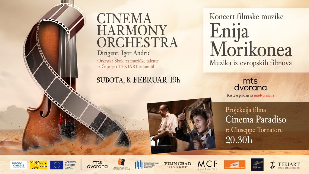 Koncert filmske muzike Enija Morikonea i projekcija filma &bdquo;Cinema Paradiso&ldquo; u mts Dvorani u Beogradu