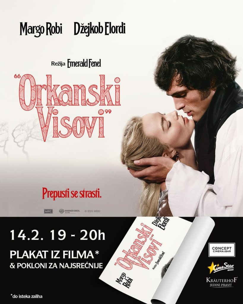 Najveća ljubavna priča 14. februara u bioskopim pa uz poklone i koktele &ndash; &bdquo;Orkanski visovi&ldquo; u Concept Cinema i CineStaru
