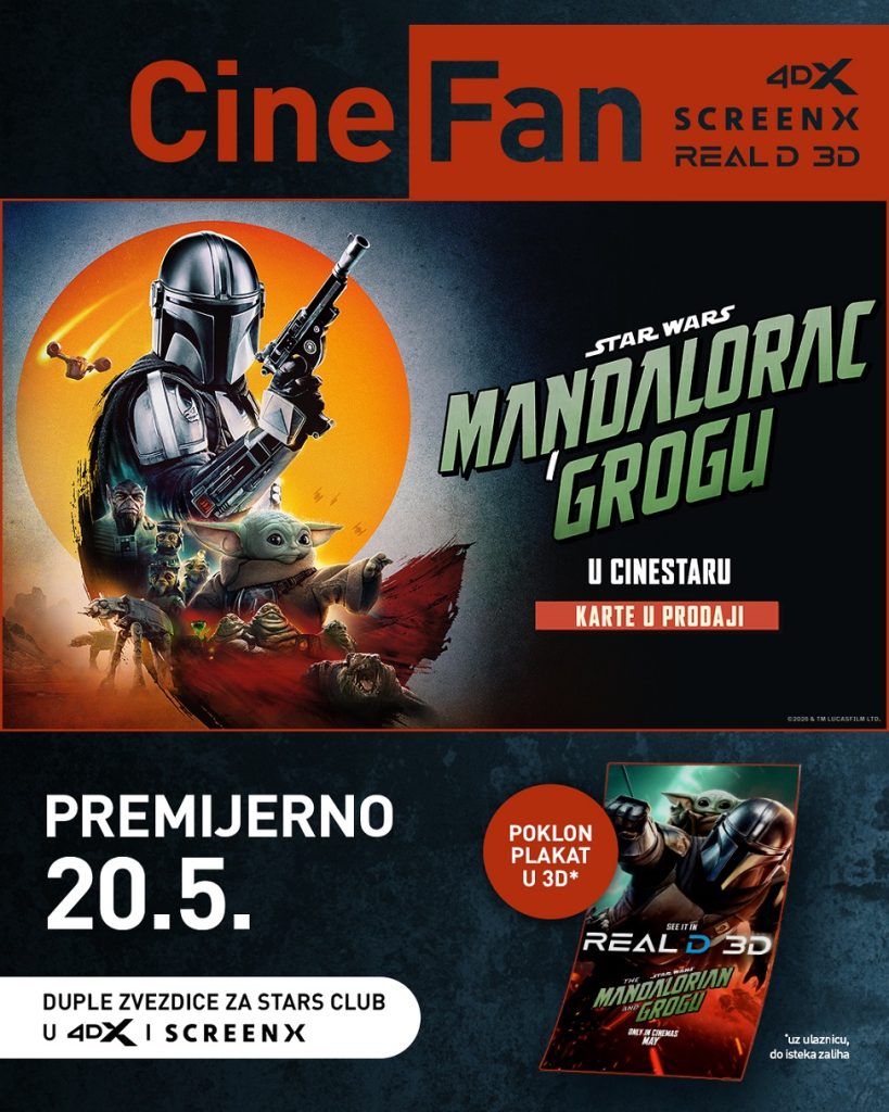 &bdquo;Star Wars: Mandalorac i Grogu&rdquo; 20. maja u Concept Cinema i CineStar bioskopima na CineFan događaju